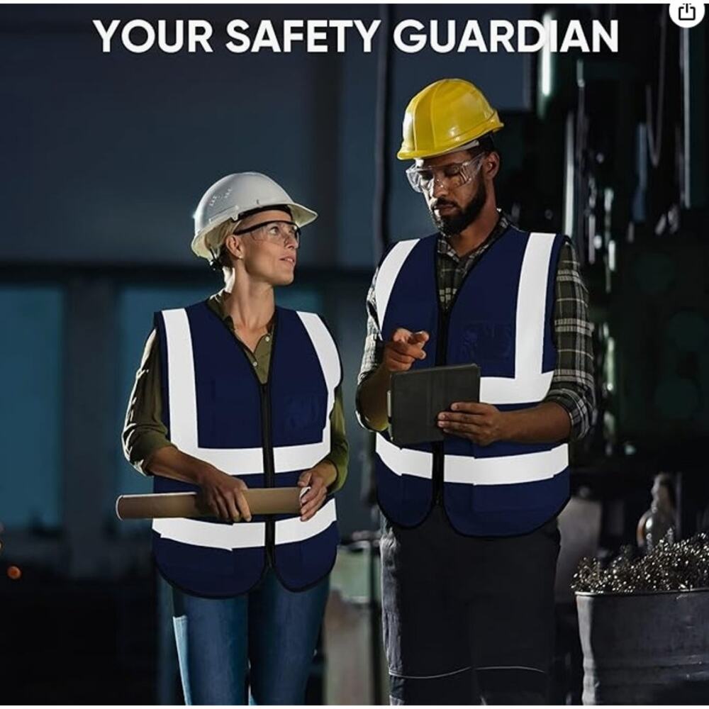 TICONN Reflective Safety Vest Class 2 High Visibility Mesh ANSI Blue 5 Pack